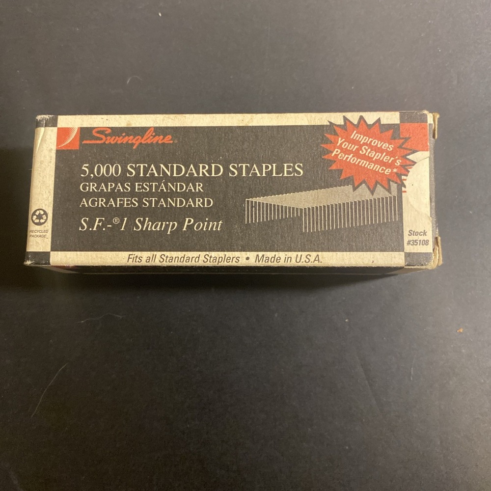 Vintage Swingline S.F. 1 Sharp Point 5,000 Standard Staples Box USA Made